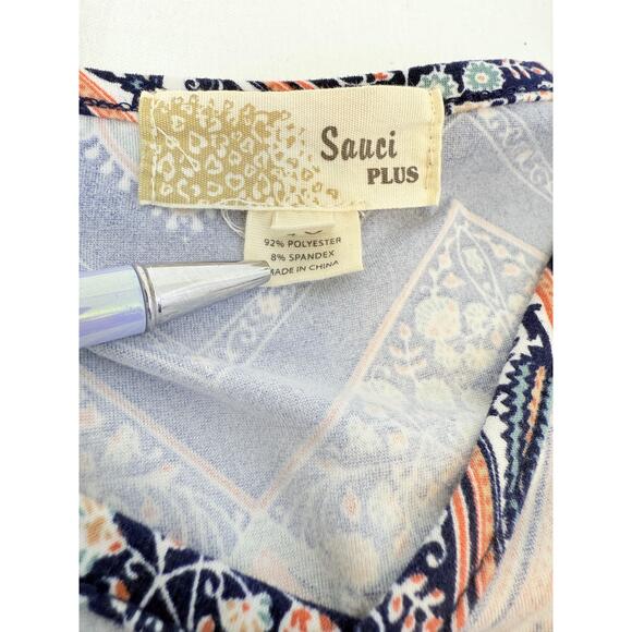 Sauci Womens Chevron Print Short Sleeve Tie Back Casual Midi Dress Plus 1X - Picture 4 of 6